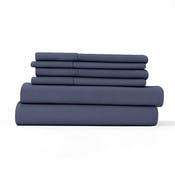 Microfiber Bed Sheet Sets - Navy, Full, 6 Piece, Double-Brushed