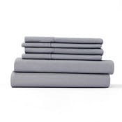 Microfiber Bed Sheet Sets - Gray, King, 6 Piece, Double-Brushed