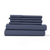 Microfiber Bed Sheet Sets - Navy, King, 6 Piece, Double-Brushed