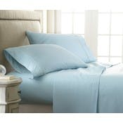 Premium Embossed Sheet Sets - Aqua, Checker Design, Full, 4 Piece