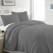Quilted Coverlet Sets - Grey, King, 3 Piece