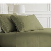 Premium Embossed Sheet Sets - Sage, Stripe Design, Twin, 3 Piece
