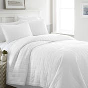 Quilted Coverlet Sets - White, Queen, 3 Piece