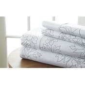Premium Sheet Sets - Gray, Full, Floral Pattern, 4 Piece