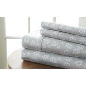 Premium Bed Sheets - Gray, Full, Wheat Florals, 4 Piece