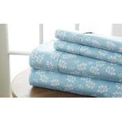 Premium Bed Sheets - Blue, Twin, Wheat Florals, 3 Piece