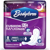 Cushion Soft Maxi Pads with Wings, Overnight - 8 Count