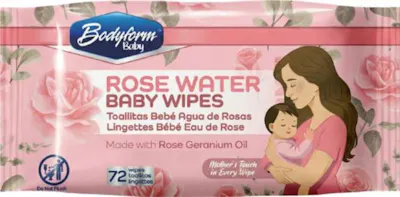 Baby Wipes - With Rose Geranium Oil, 72 Count