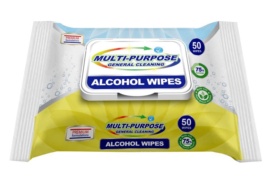 Alcohol Cleaning Wipes- 50 Per Pack- 75% Alcohol - David Scott Company