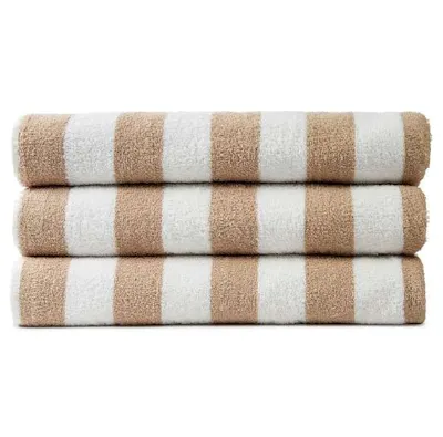 Jewel Cabana Stripe Pool Towels - 30" x 66", Beige