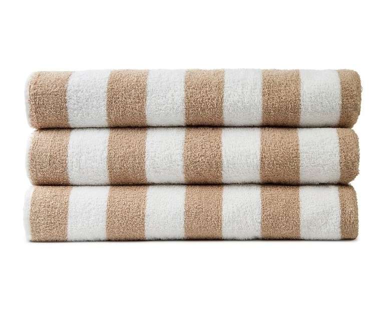Jewel Cabana Stripe Pool Towels - 35x70, Beige