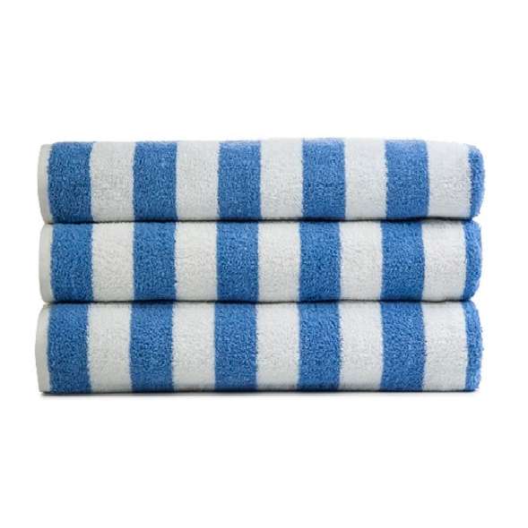 Jewel Cabana Stripe Pool Towels, 24x50, Assorted Blue