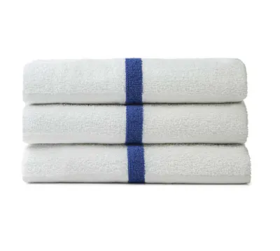 Golden Camelot Blue Stripe Bath Towels - 24x48