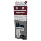Self Adhesive Bathroom Organizer - Two Slide Bars, White