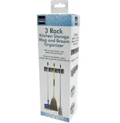 Kitchen Storage Mop and Broom Organizers - 3 Rack
