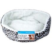 Plush Indoor Pet Beds - Tiger & Leopard Prints, Sherpa, Small