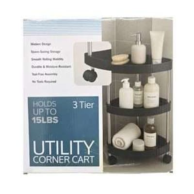 3-Tier Rolling Corner Cart - Assorted Colors