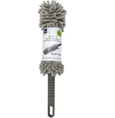 2-in-1 Chenille Duster &amp; Mesh Sponge - 48 Pack