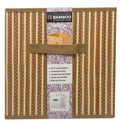 Collapsible Stripe Bamboo Storage Baskets