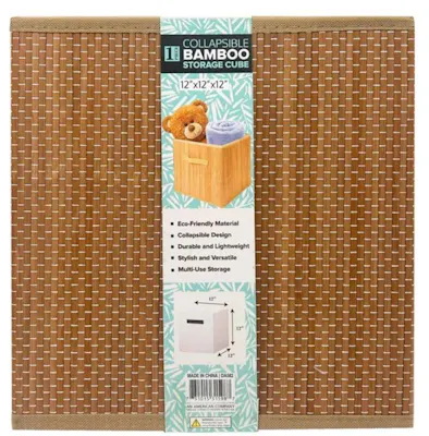 Collapsible Brown Bamboo Storage Baskets