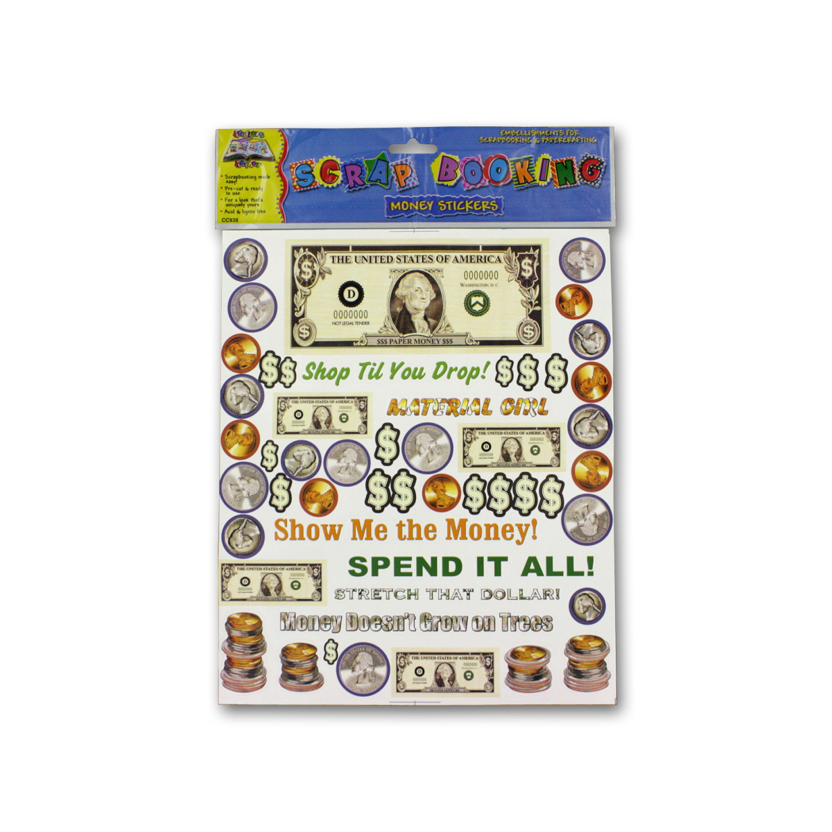 Wholesale Money Stickers for Scrapbooking (SKU 254887) DollarDays