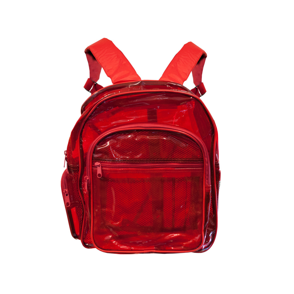 Wholesale Transparent Red Plastic Backpack with Storage Pock
