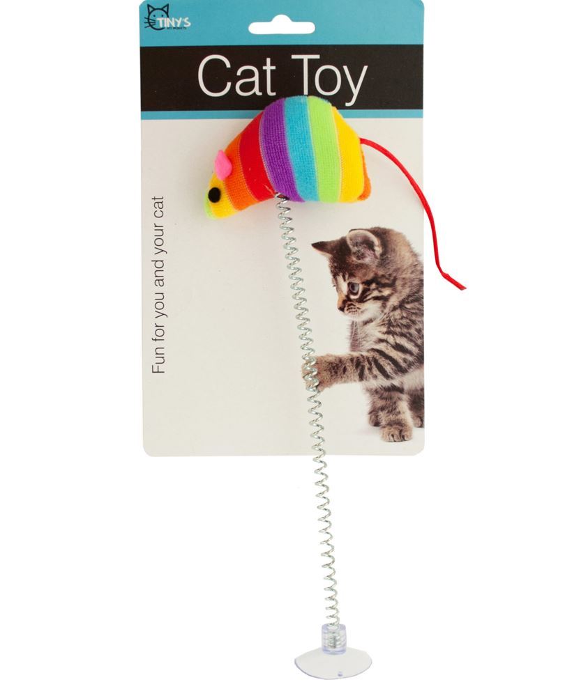 Wholesale Rainbow Mouse Spring Cat Toys with Suction Cup - DollarDays