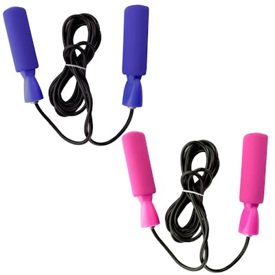 Soft Grip Jump Ropes - Blue, Pink, Weighted Handles, 8'