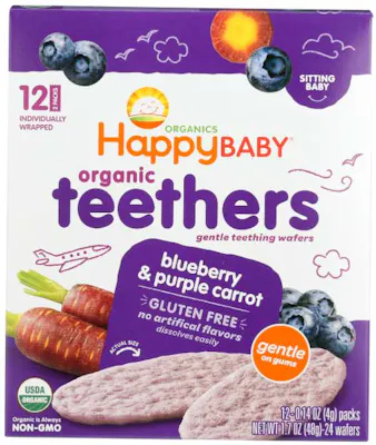 Happy Baby Wafer Snacks 6pk - Blueberry and Purple Carrot