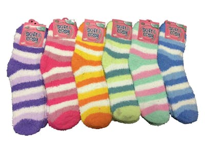 Women's Stripe Fuzzy Socks - Assorted, Size 9-11