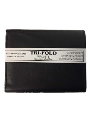 Tri-Fold Leather Wallets - Black