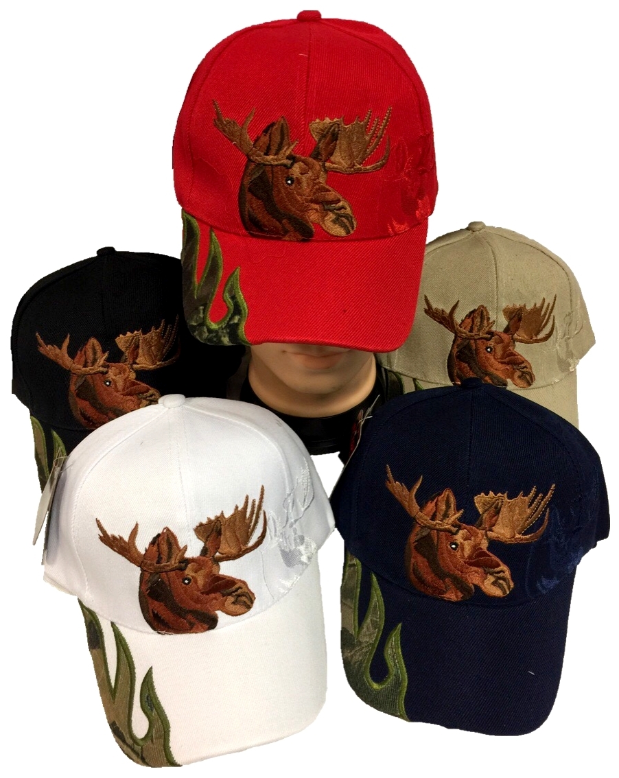 Wholesale Moose Adjustable Baseball Hats Assorted Colors