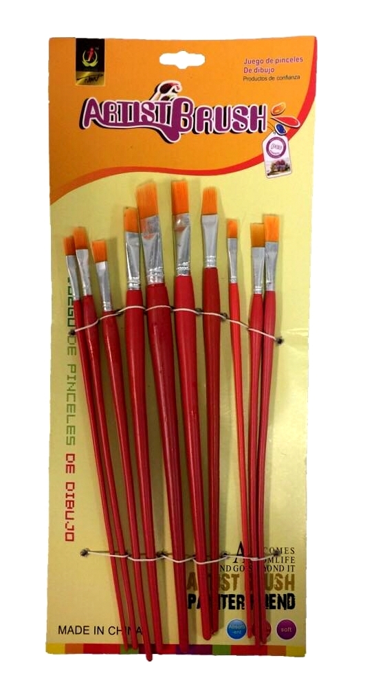 Wholesale Flat Round Acrylic Paint Brush Painting Set - China