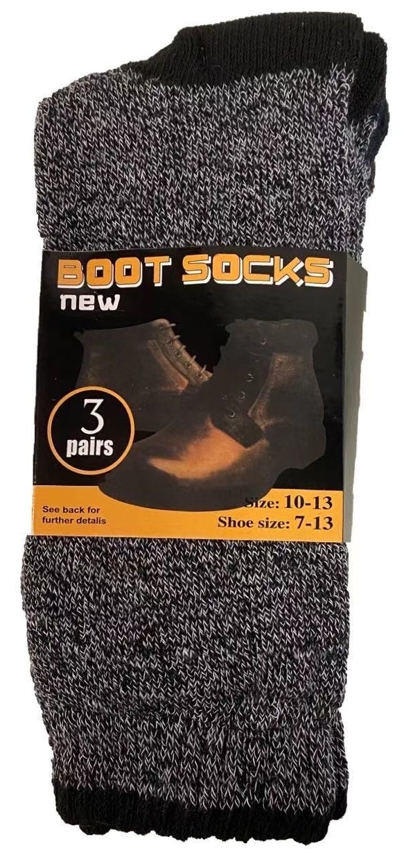 Wholesale Men's Thermal Socks - 3 Pack, Black, 10-13