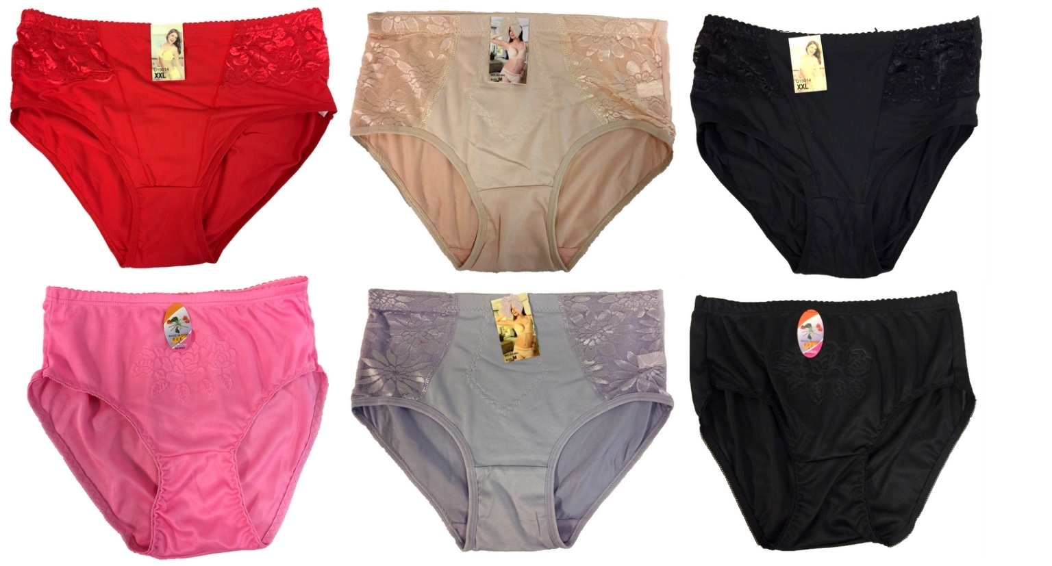 Bulk Women's Brief Panties, Assorted Colors, M-2X, 30 of Each Size