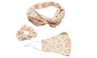 3-Piece Fashion Facemask - Headband, Scrunchie, Pink Floral image number null