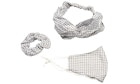 3-Piece Fashion Facemask - Headband, Scrunchie, Gray & White image number null