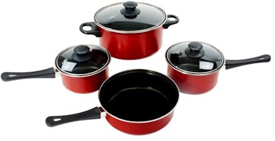 Carbon Steel Cookware Set - Red, 7 Pieces