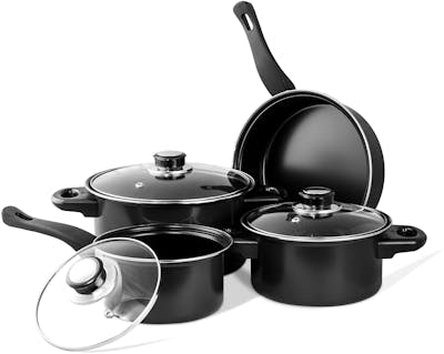 Carbon Steel Cookware Sets - Black, 7 Piece