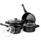 Carbon Steel Cookware Sets - Black, 7 Piece