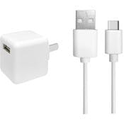 2-in-1 USB Type-C & AC Adaptor Sets - White, 4'