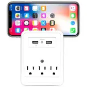 Surge Protection 3-Outlet Extender USB Wall Charger