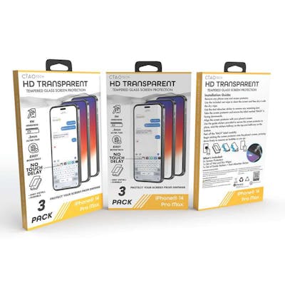 Iphone 14 Pro Max Glass Transparent Screen Protector, 3pk