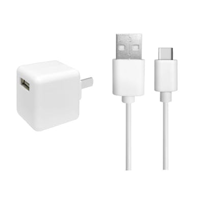 2-in-1 USB Type-C &amp; AC Adaptor Sets - White, 4'