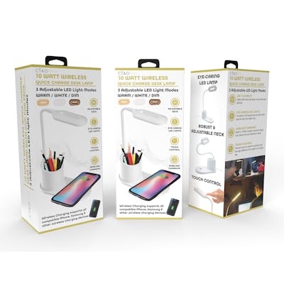 Wireless Charging Desk Lamp - 3 Modes, White