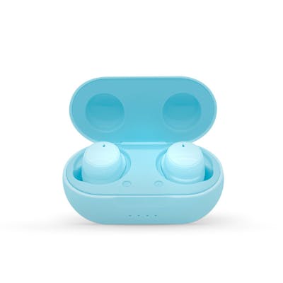 Rubberized Sport Sweat-Resistant Earbuds - Blue, Rechargeable