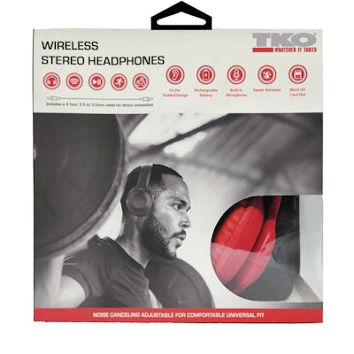 Wireless Stereo Headphones - Foldable, Red