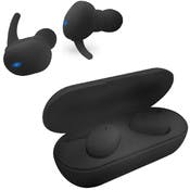 Sport Rubberized Sweat Resistant Earbuds - Black, Built-In Microphone