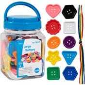 Large Buttons With Lacing String - Mini Jar, Assorted Colors