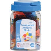 60 Piece Transparent Attribute Blocks - Assorted Colors